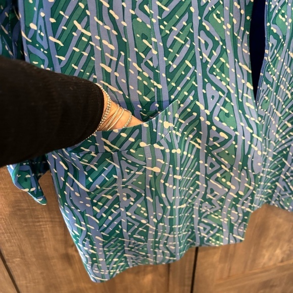 Anne Crimmins Umi Collection Silk Jacket Blazer Long Open Front size 12 Artsy - Picture 9 of 11